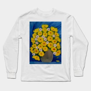 Yellow and white daisy's flowers in a light gold vase Long Sleeve T-Shirt